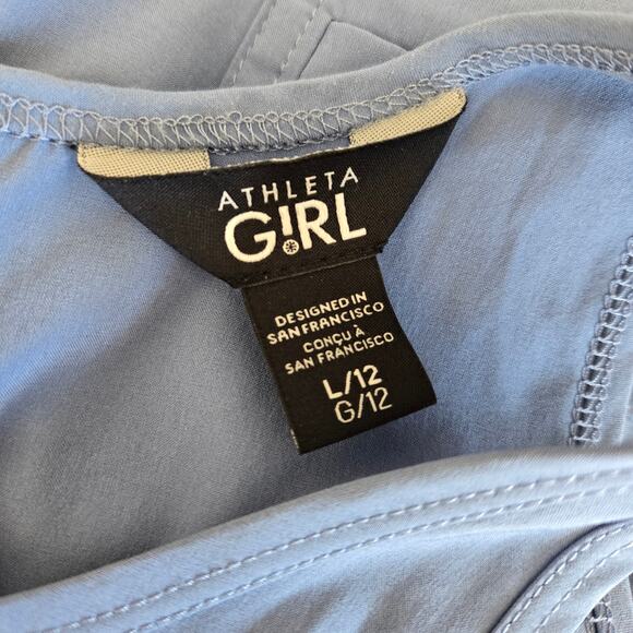 Athleta Girl On The Go Romper Swept Away Blue Snap Close Pockets Large 12 - Picture 9 of 11